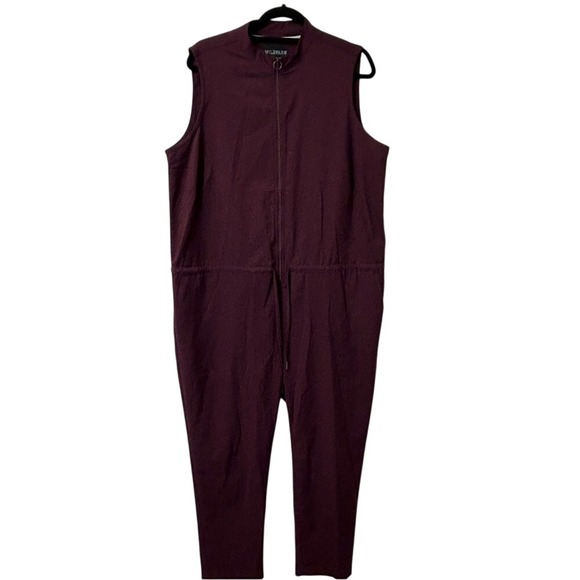 Wildfang Empower Jumpsuit Coverall Sleeveless in Eggplant Color Women's Size XL - Picture 4 of 11
